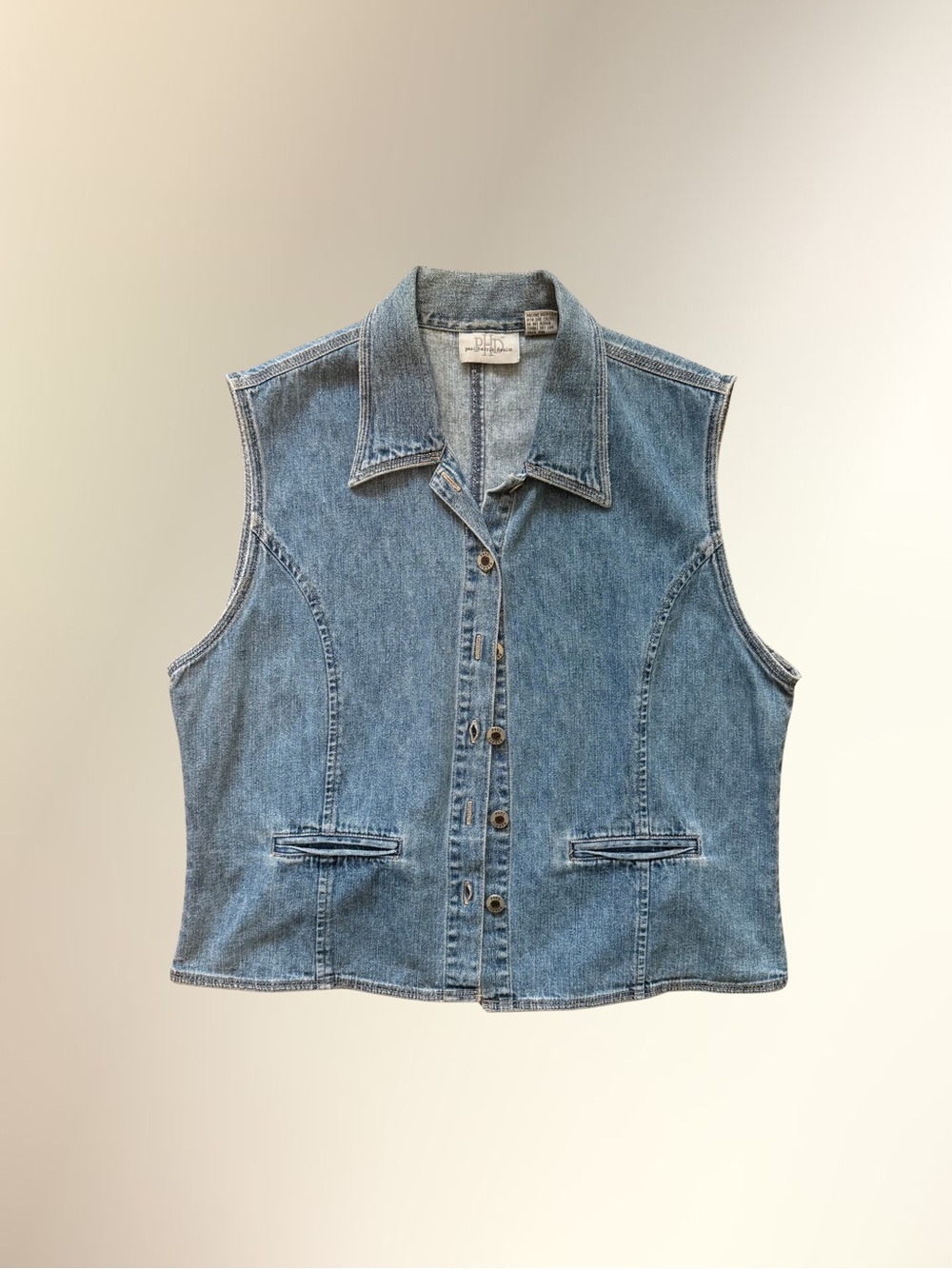 Vintage Paul Harris Denim silver-tone Button-Front Vest see description.